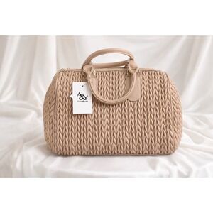 Austin & York "Melissa" Quilted Vegan‎ Leather Duffel Bag – Stone *NEW*